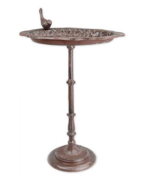Jugendstil Vogeltränke mit Ständer aus Eisen in braun Romantische Gartendeko Vogelbad H 51,5 cm
