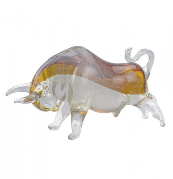 Murano-Stil Stier Länge 23,5 cm Glasdeko Moderne Glasfigur Dekofigur aus Glas