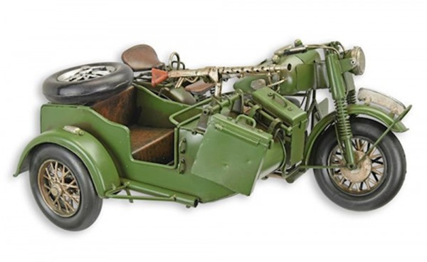 Blechmodell Nostalgie Militär Motorrad mit Beiwagen L 36 cm Deko Blechmotorrad Retro Modellfahrzeug