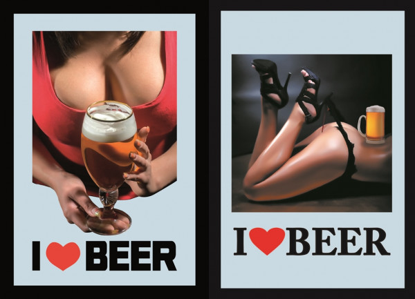 Set: 2 Sexy Spiegelbilder 20x30 cm I love Beer Deko für Bierliebhaber und humorvolle Wanddeko