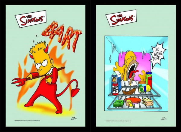 Set: 2 Spiegelbilder Die Simpsons - Bart und Homer Simpsons 20x30 cm Deko Bild Wandbilder