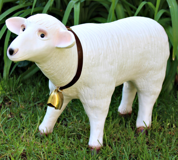 Deko Garten Figur Dekofigur Gartenfigur Tierfigur weißes Schaf stehend aus Kunststoff Höhe 36 cm