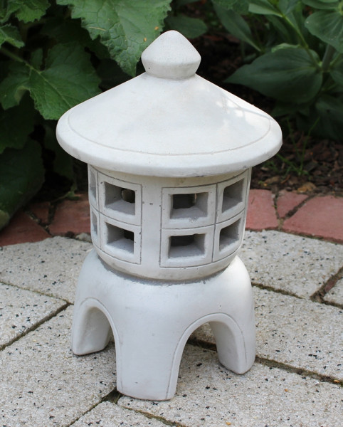 Beton Figur japanische Laterne H 23 cm Gartenskulptur Steinlaterne 2-teilig für Teelicht geeignet