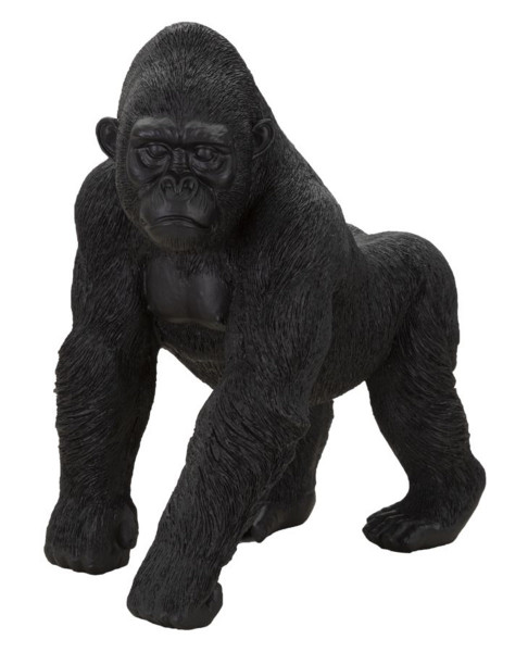Dekofigur Gorilla stehend auf vier Pfoten Tierfigur in Schwarz Fell fein strukturiert H 37,5 cm