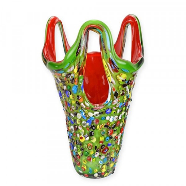 Grüne Murano Stil Vase aus Glas – Höhe 41 cm Abstrakte Dekovase bunt Glasvase