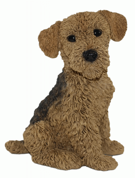 Deko Figur Hund Airedale Terrier Welpe Hundefigur sitzend Kollektion Castagna aus Resin H 24 cm