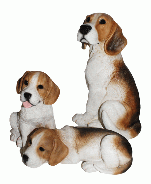 Deko Figur Hunde britische Beagle Welpen und Mutter Kollektion Castagna aus Resin H 20-31 cm