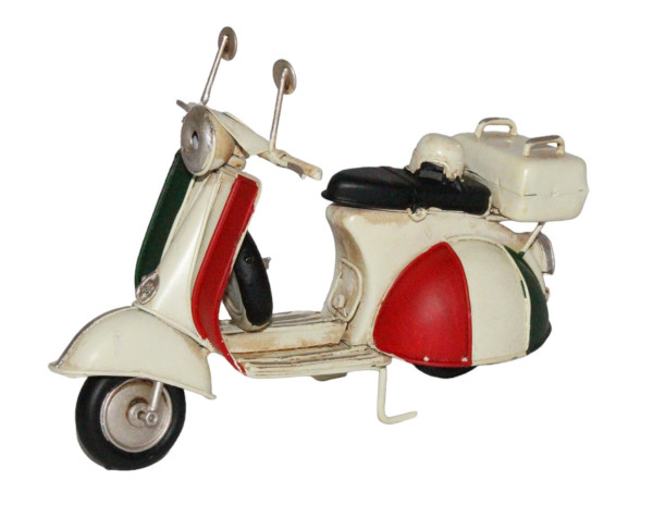 Blechmodell Roller Modellroller Oldtimer Vespa mit italienischer Flagge Motorroller L 17cm aus Blech