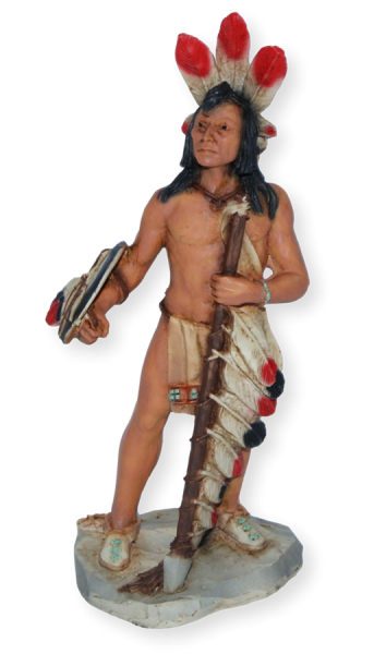 Indianerfigur Indianer Krieger Four Paws Skulptur H 18 cm stehend mit Speer Dekofigur Castagna
