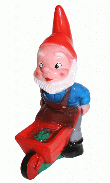 Gartenzwerg mit Schubkarre Gärtner Deko Figur Zwerg H 29 cm Gartenfigur aus Kunststoff Garten