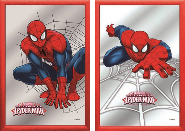 Set: 2 Spiegelbilder Spider Man Marvel Film Deko Bild 20x30 cm Wandbilder Hinterglasdruck mit Rahmen