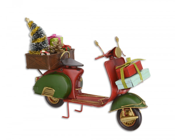 Blechmodell Weihnachtsdeko Roller aus Blech L 28 cm Tannenbaum Geschenke Deko Modellfahrzeug