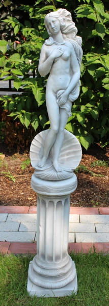 Beton Figur Skulptur Venus von Botticelli ionische Säule H 105 cm Dekofigur Statue Gartenskulptur