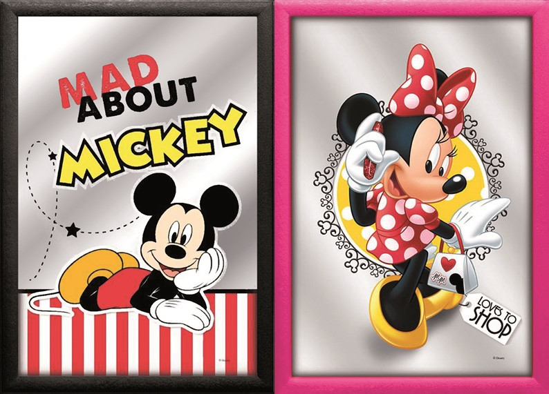 Set: 2 Spiegelbilder Mickey & Minnie Mouse 30x20 cm Kinderzimmer Deko Bild Wandbilder