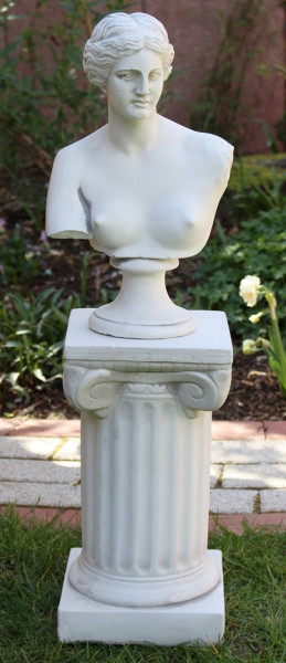 Beton Figuren Statue Büste Venus von Milo auf ionischer Säule H 66 cm Satz Gartenskulpturen