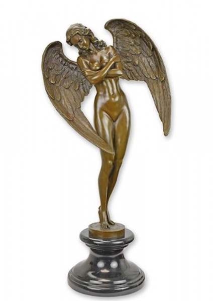 Bronzefigur Bronzeskulptur Bronze Erotischer Engel H 64 cm Leidenschaftliche Pose Bronze Figur