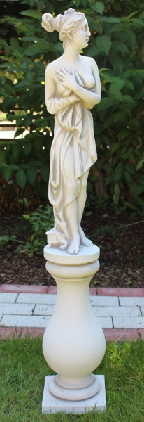 Beton Figur Skulptur Paolina von Canova auf Baluster Säule H 100 cm klassische Statue Gartenskulptur
