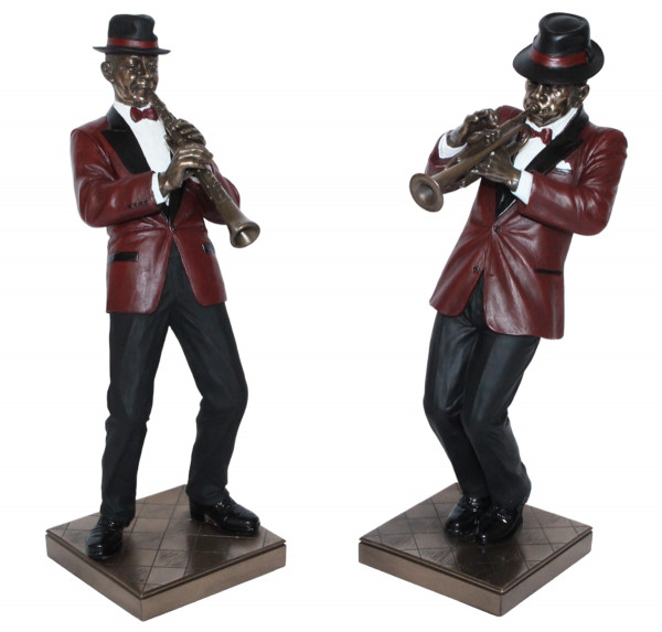 Deko Figur Jazz Musiker Figuren Trompeter und Klarinettist H 30 cm Dekofigur Jazz Band