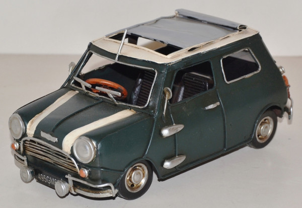 Blechauto Nostalgie Modellauto Oldtimer Mini Cooper 1960er Jahre aus Blech L 21 cm