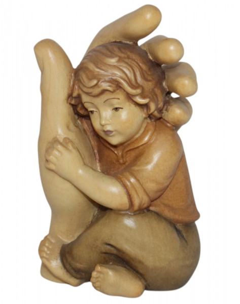 Schützende Hand mit Junge H 13 cm Schutzengel Engel Holzfigur Deko Statue aus Ahornholz