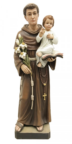 Heiligenfigur Heiliger Antonius von Padua H 20 cm Holzfigur Schutzpatron Statue aus Ahornholz