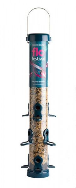 Naturschutzprodukt Futtersäule Flo Festival maxi - Blau/ Petrol Vogelprodukt H 77 cm Inhalt 3,4 l