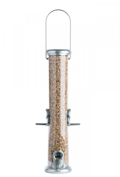 Naturschutzprodukt Futtersäulen 2 Stück Ring-Pull Pro midi silber Inhalt 1 L Vogelprodukt Höhe 51 cm