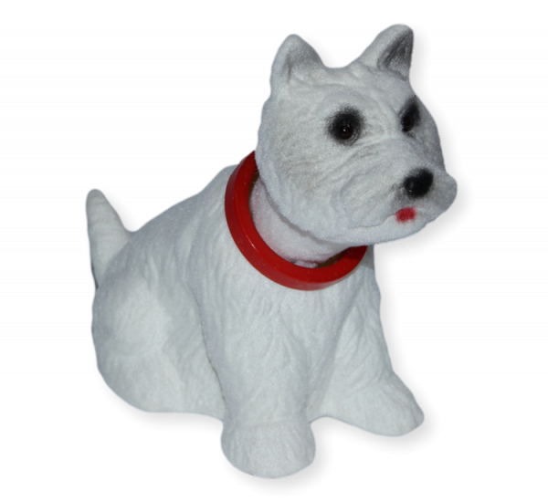 Wackel Figur West Highland White Terrier Wackelfigur H 12,5 cm weiß klein Dekofigur mit Wackelkopf