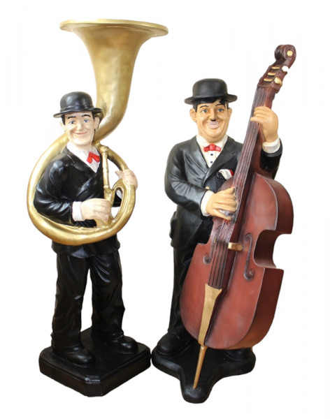 Deko Figuren Komiker Dick und Doof H 89/95 cm Laurel und Hardy als Musiker aus Kunstharz