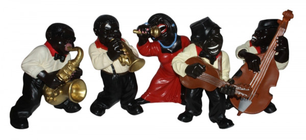 Deko Figuren Musiker Band H 40-45 cm Figuren Jazz Musiker 5-er Satz sortiert aus Kunstharz