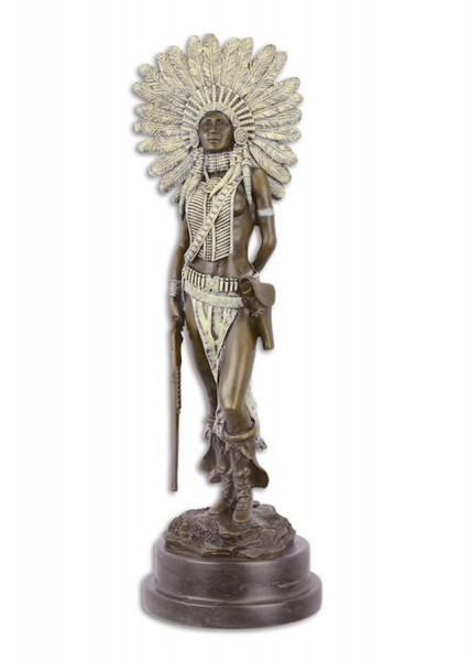 Bronzefigur Bronzeskulptur Native American Frau Indianerin H 46 cm Skulptur Bronze Figur
