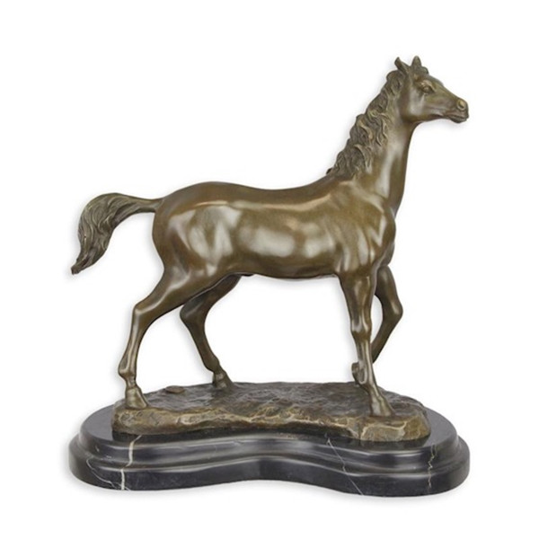 Bronzefigur Bronzeskulptur Bronze Pferd auf Marmorsockel H 30 cm Bronze Figur