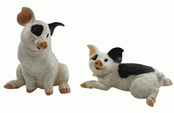 Dekofigur Tierfigur Ferkel Schweinchen 2-er Satz gefleckt Kollektion Castagna aus Resin H 10-22 cm