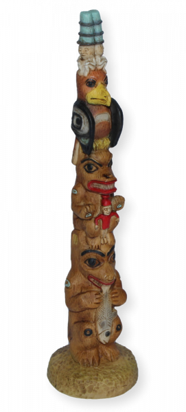 Totempfahl H 25,5 cm Wappenempfahl Indianer Indianerfigur Native American Deko Dekofigur Castagna