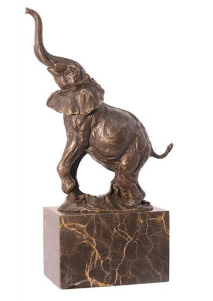 Bronzefigur Bronzeskulptur Bronze Elefant auf Marmorsockel H 30,5 cm Bronze Figur