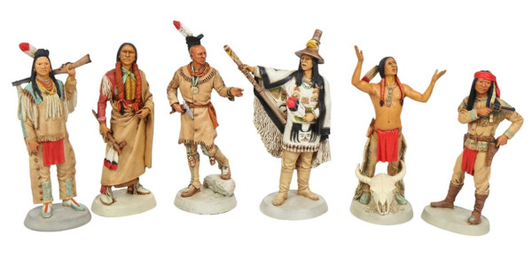 Indianerfiguren Indianer berühmte Häuptlinge Anführer H 20-23 cm 6-er Satz Castagna Limited Edition