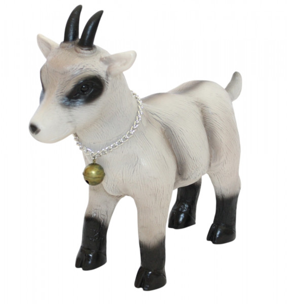 Gartenfigur Ziegenbock stehend - Deko Tierfigur aus Kunststoff, Garten & Innenbereich, Länge 39 cm
