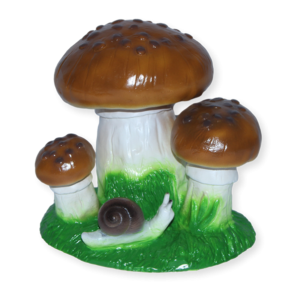 Dekofigur drei Pfifferlinge Pilze mit Schnecke H 15 cm Deko Garten Figur Gartenfigur aus Kunststoff