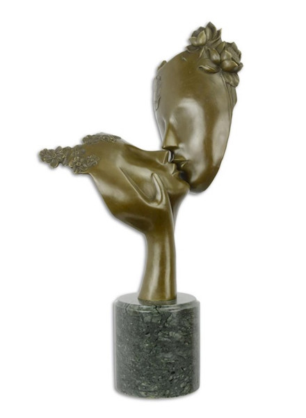 Bronzefigur Bronzeskulptur Abstrakte Kunst Figur Paar Kuss modern H 53,5 cm Skulptur Bronze Figur