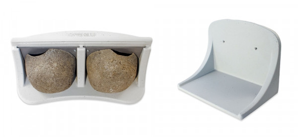 Naturschutzprodukt Mehlschwalben-Fassadennest Typ 11 mit 2 Nestern im Set mit Kotbrett grau