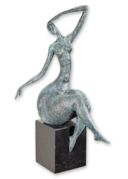 Bronzefigur Bronzeskulptur Abstrakte Kunst Figur Frau modern H 42 cm Skulptur Bronze Figur