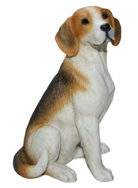 Deko Figur Hund britischer Beagle H 11 cm Hundefigur sitzend Kollektion Castagna aus Alabaster