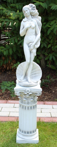 Beton Figur Skulptur Venus von Botticelli auf korinthischer Säule H 103 cm Statue Gartenskulptur