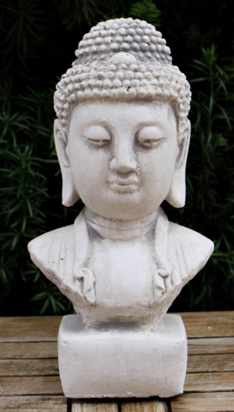 Beton Figur Staute Büste Buddha H 31 cm asiatische Dekofigur und Gartenskulptur