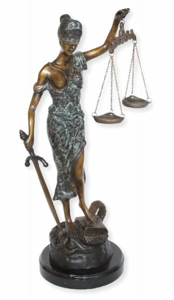 Bronzefigur Bronzeskulptur Bronze Justitia H 43 cm Göttin der Gerechtigkeit Figur Skulptur