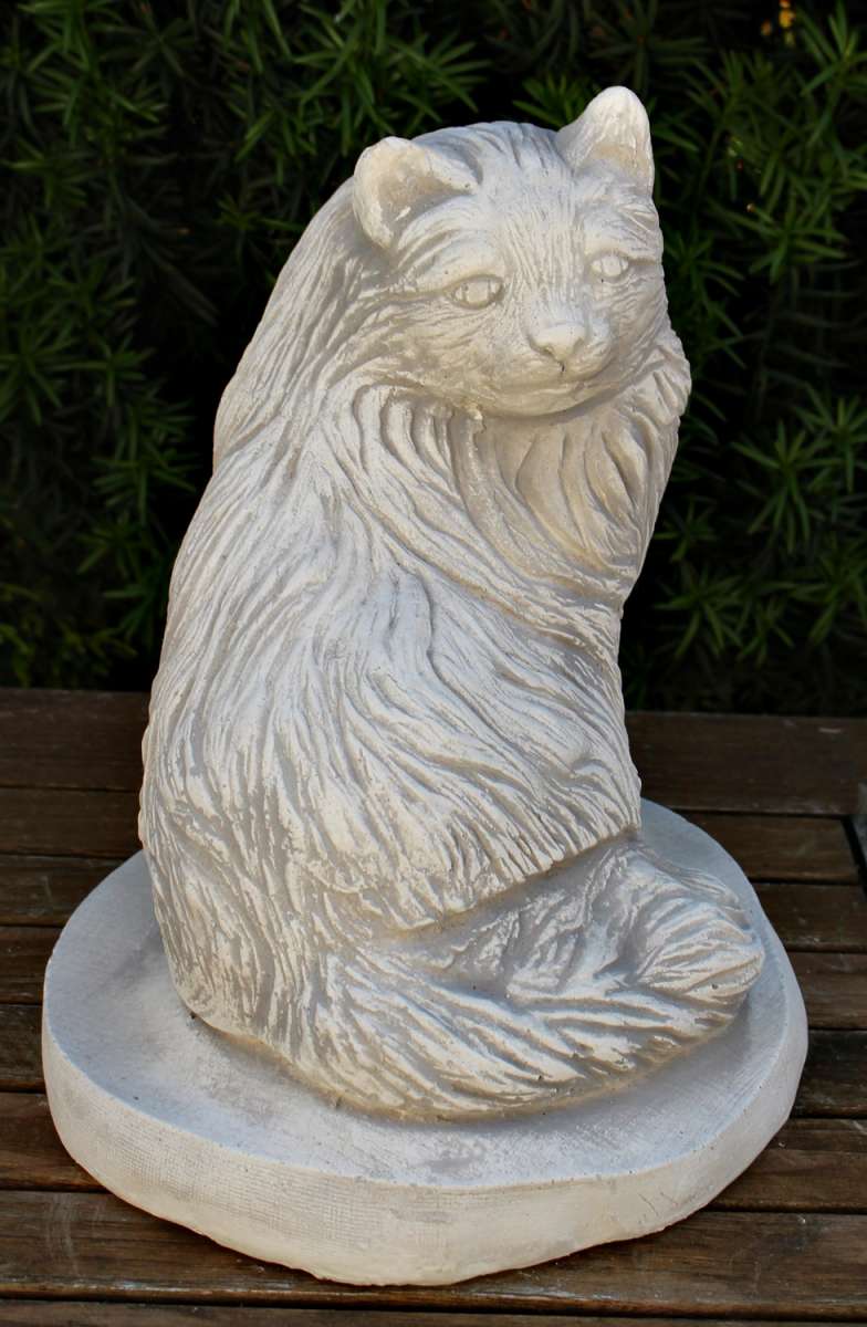 Betonfigur Deko Katze sitzend Katzenfigur Tierfigur für