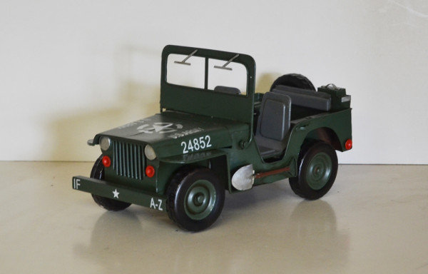 Blechauto Nostalgie Modellauto Oldtimer Automarke Jeep Willys Modell aus Blech L 28 cm