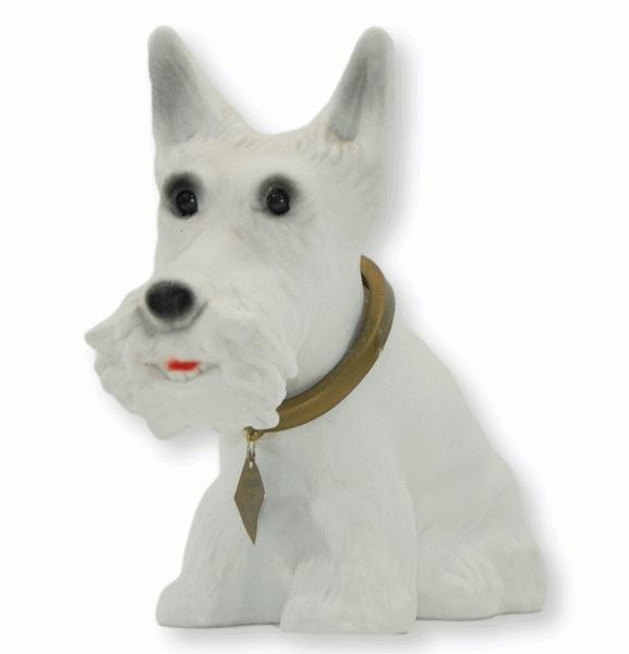 Wackel Figur Hund Scottish Terrier Wackelfigur H 22 cm weiß groß Dekofigur mit Wackelkopf