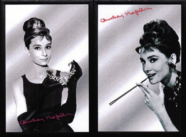 Set: 2 Spiegelbilder Audrey Hepburn 20x30 cm Wandbilder Hinterglasdruck mit schwarzem Rahmen