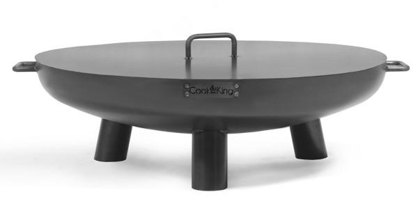 Set: Feuerschale "Bali" D 80 cm + Deckel D 80,5 cm - komplette Feuerstelle für den Garten aus Stahl